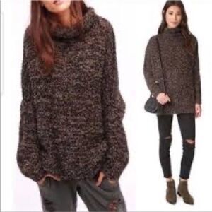 Free People Brown Cowl Neck Sweater